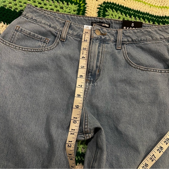 Fashion Nova Low Rider Slouch Fit Jeans Light Blue - Picture 11 of 13